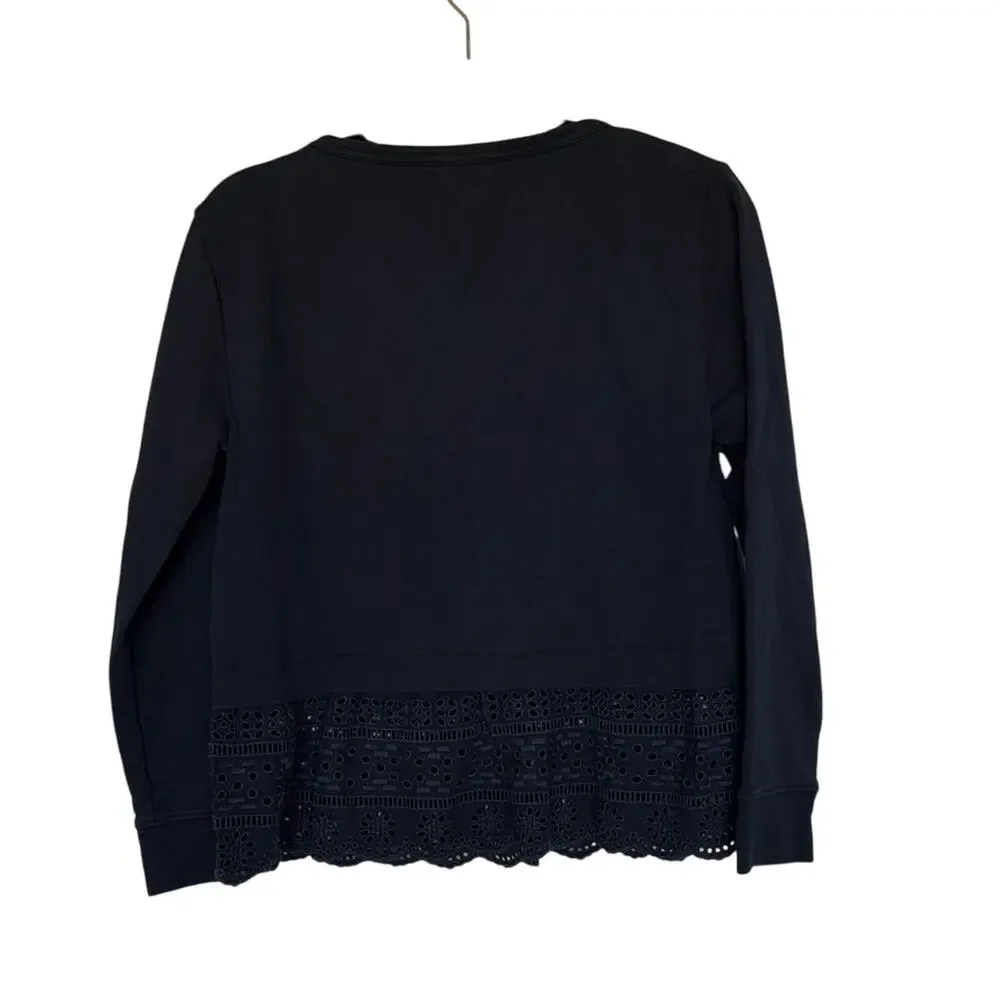 J. Crew Eyelet Hem Sweatshirt, S